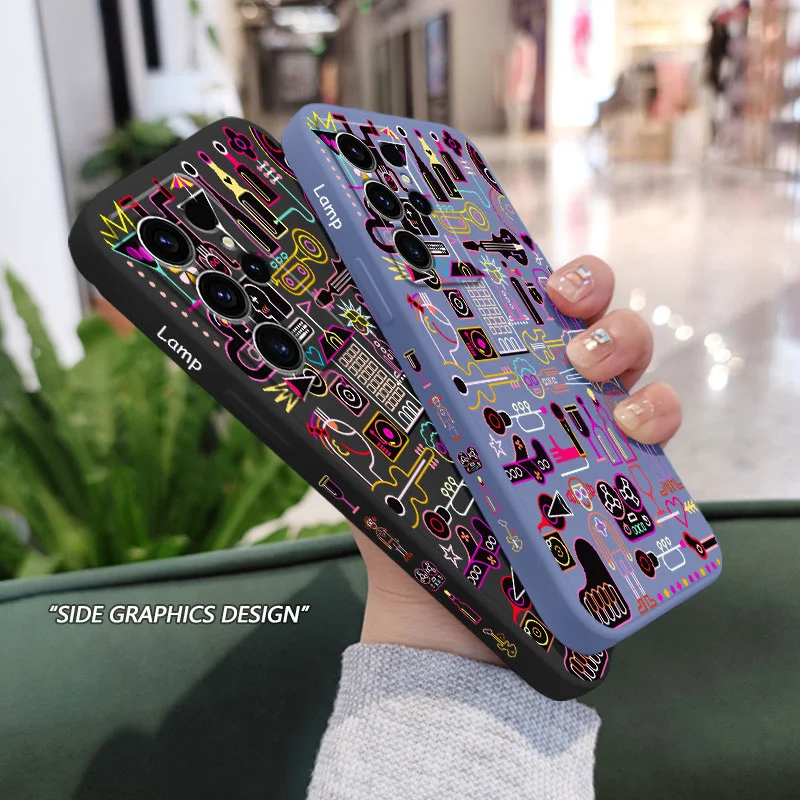 Neon Light Phone Case For Samsung Galaxy S25FE S24 S23 S22 S21 S20 S10 S10E Ultra Plus FE Note 20 Ultra 10 Plus Cover