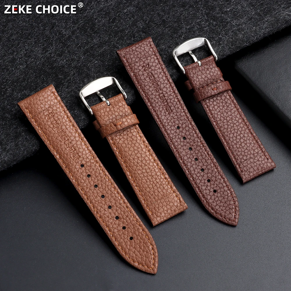 

12/14/16/18/19/20/21/22mm Retro Lychee Pattern Watch Band for Women Men Wristband Replacement Strap for Seiko Bracelet for Omega