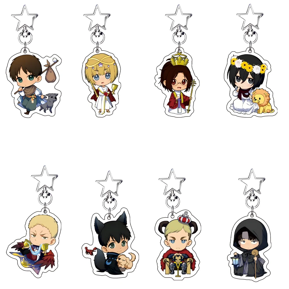 Hot Anime Attack of Tian Levi Ackerman Allen Yeager Keychain Pendant Role Playing Double Sided Acrylic Keychain