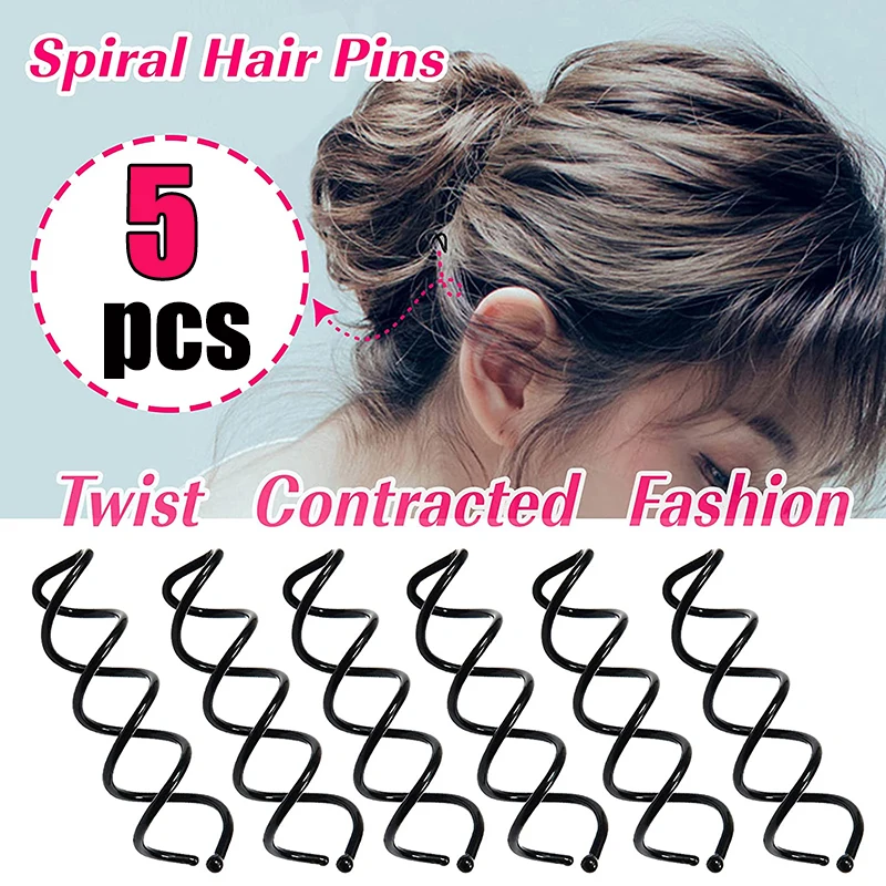 5pcs Hair Fairy Spiral Bobby Pin Clips Twist Barrette Hairpin Ornaments Fork Bridal Headwear Sunmmer Accessories for Ladies Girl