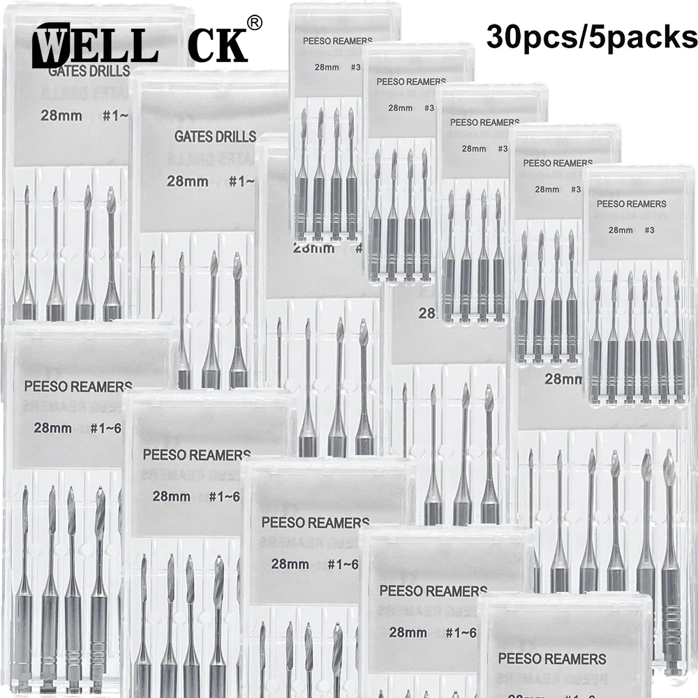 5 Boxes Dental Endodontic Gates Drill Peeso Reamers Glidden 32mm/28mm Engine Stainless Steel Endo FilesRotary Tools