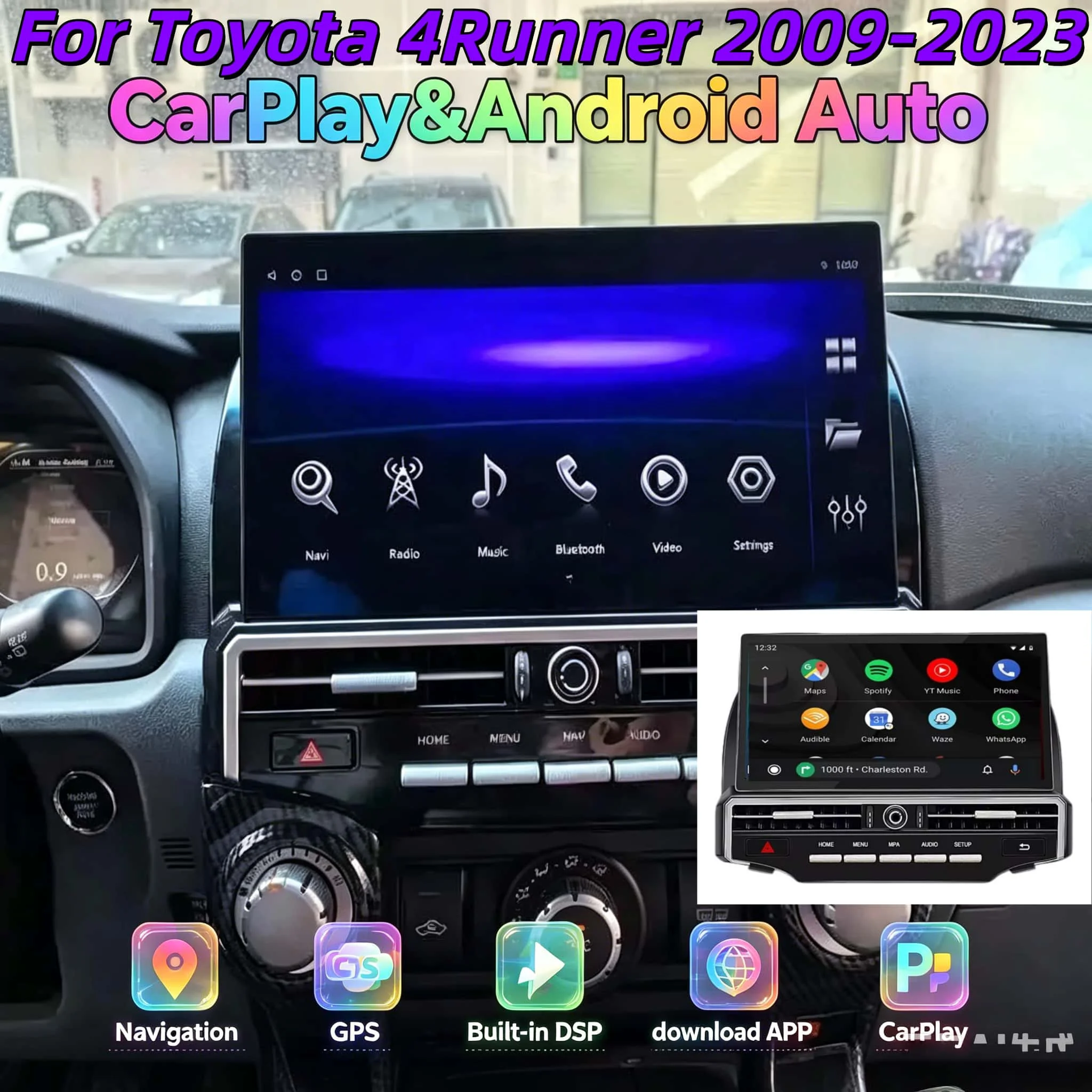 

H 13.3" Multimedia Player For Toyota 4Runner 4 Runner 2009-2023 Android14 Car Radio Touch Screen GPS Wireless CarPlay Navigation