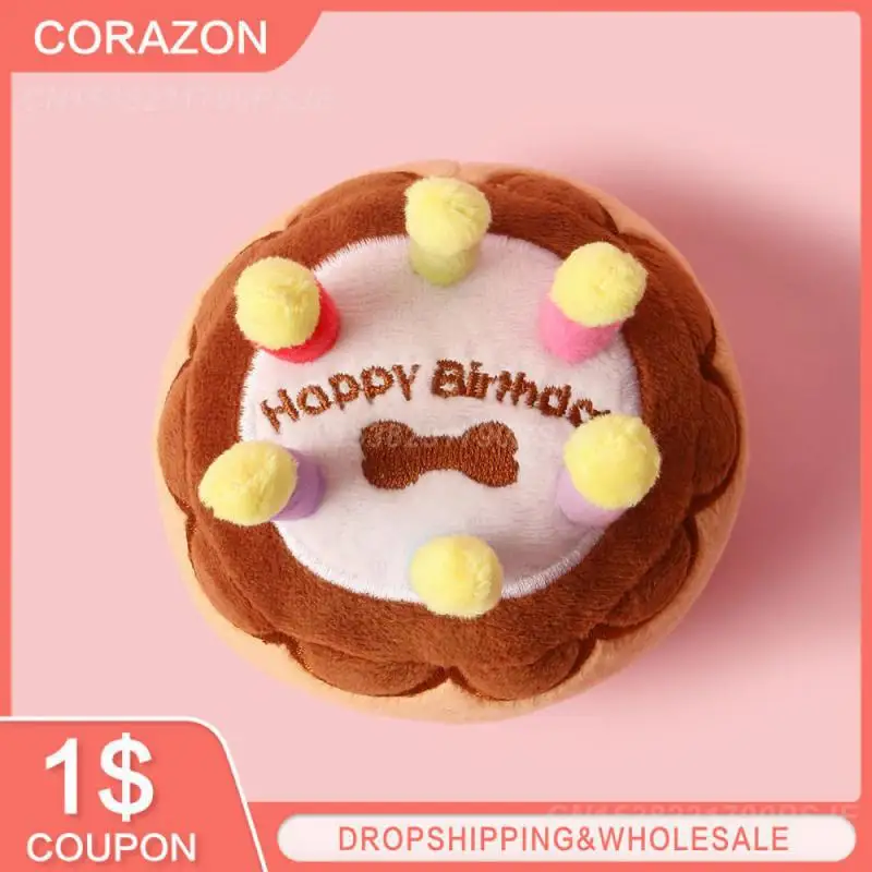 Pet Plush Toy Pet Birthday Candle Cake Toy Dog Bite Resistant Vocal Toy
