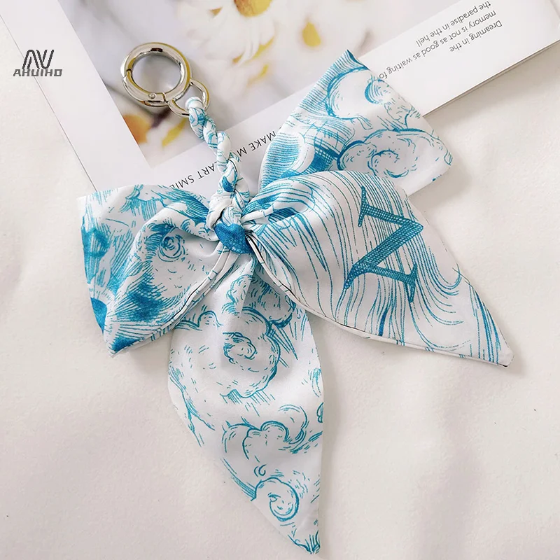 Fashion Scarves Key Rings Exquisite Ribbon Bowknot Keychains For Women Girls Personality Cute Bag Charm Pendant Keychain