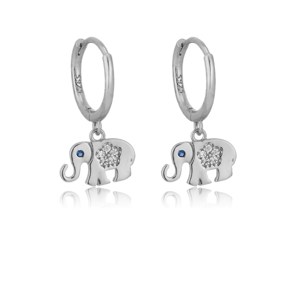 RYJU 100% 925 Sterling Silver Animal Thailand Indian Eephant Huggie Ear Piercing Hoop Earring For Women Girl Teens Vacation Gift