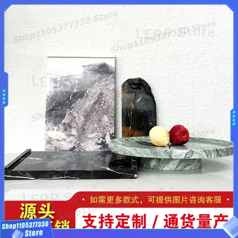 Natural Marble Rectangular Fruit Tray Light Luxury Bathroom Lotion Bottle Storage Home Hotel Decorative Ornament Plate Luxury