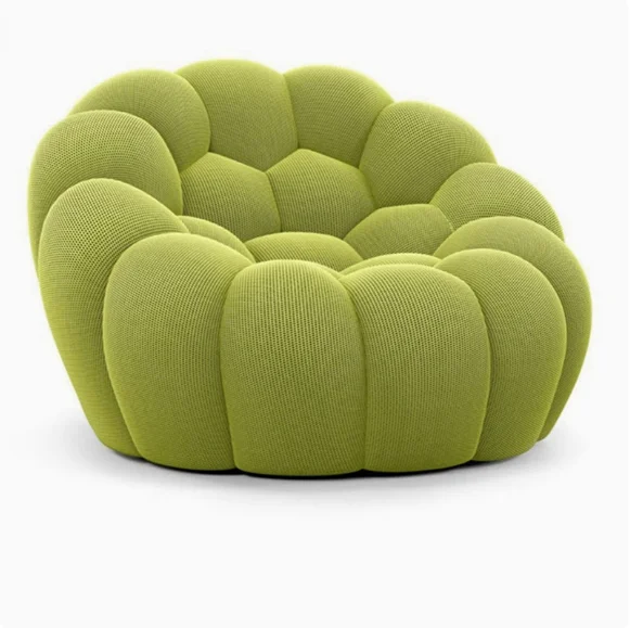 Modern 3D Bubble Bean Bag Chair Sofa Oversized Single Recliner Lazy Floor Curved Extra Soft Football-Shaped Fabric Upholstery