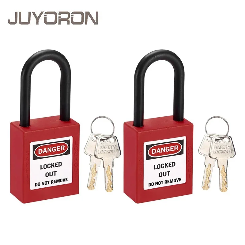 2PCS 38mm Nylon Insulated Safety Locks Set 2 Keys Per Lock with Warning tags  Lock Out Tag Out Padlocks Electric Safe  Protect