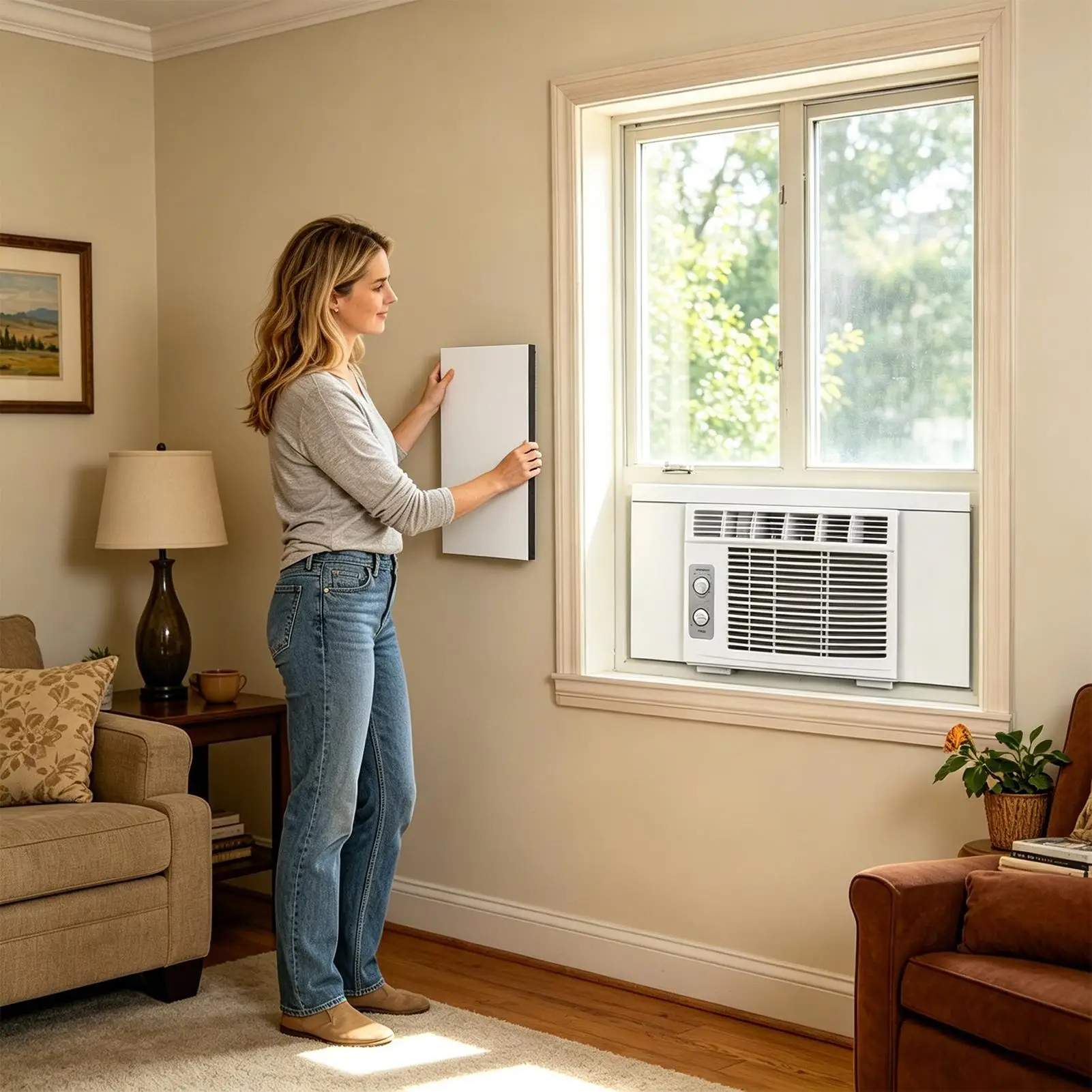

Window AC Insulation Kit 17x9 Inch 2 Piece Sound Absorbing High-Density Window Unit Insulation Panels For Home Office Apartment