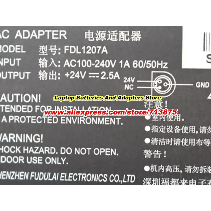 Imagem -03 - Adaptador ca Genuíno Fdl1207a 69866185s 24v 2.5a 60w Fdl Prl0602u24 para Impressora Tysso Prp300 Pos80gx Px700 Epson Tm88 Pinos