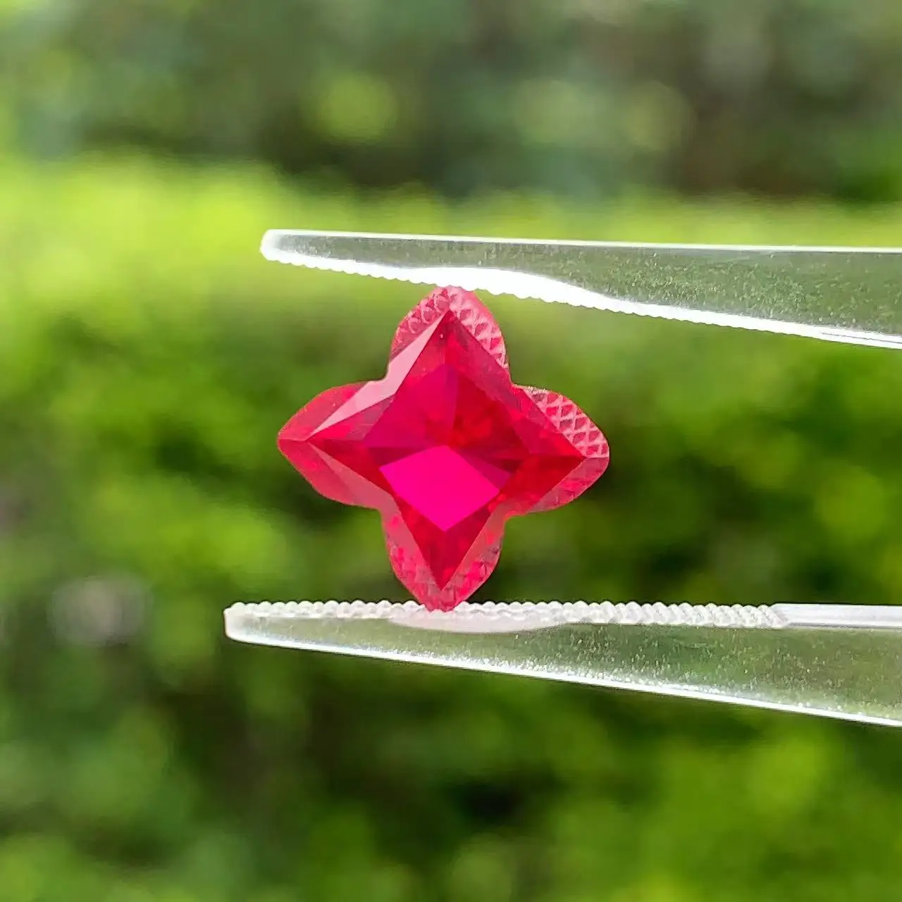 Lab Grown Ruby Clover Cut Pigeon Blood Red Loose Gemstone AGL Certificate DIY Jewelry Making For Rings Earrings Necklaces
