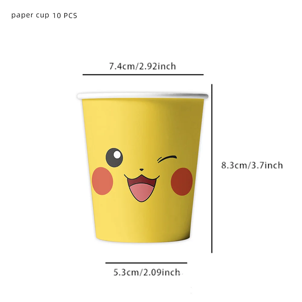 Pokemon Verjaardagsfeestje Decoratie Cartoon Pokemon Pikachu Servies Tissue Cup Sleutelhanger Achtergrond Doek Baby Douche Benodigdheden