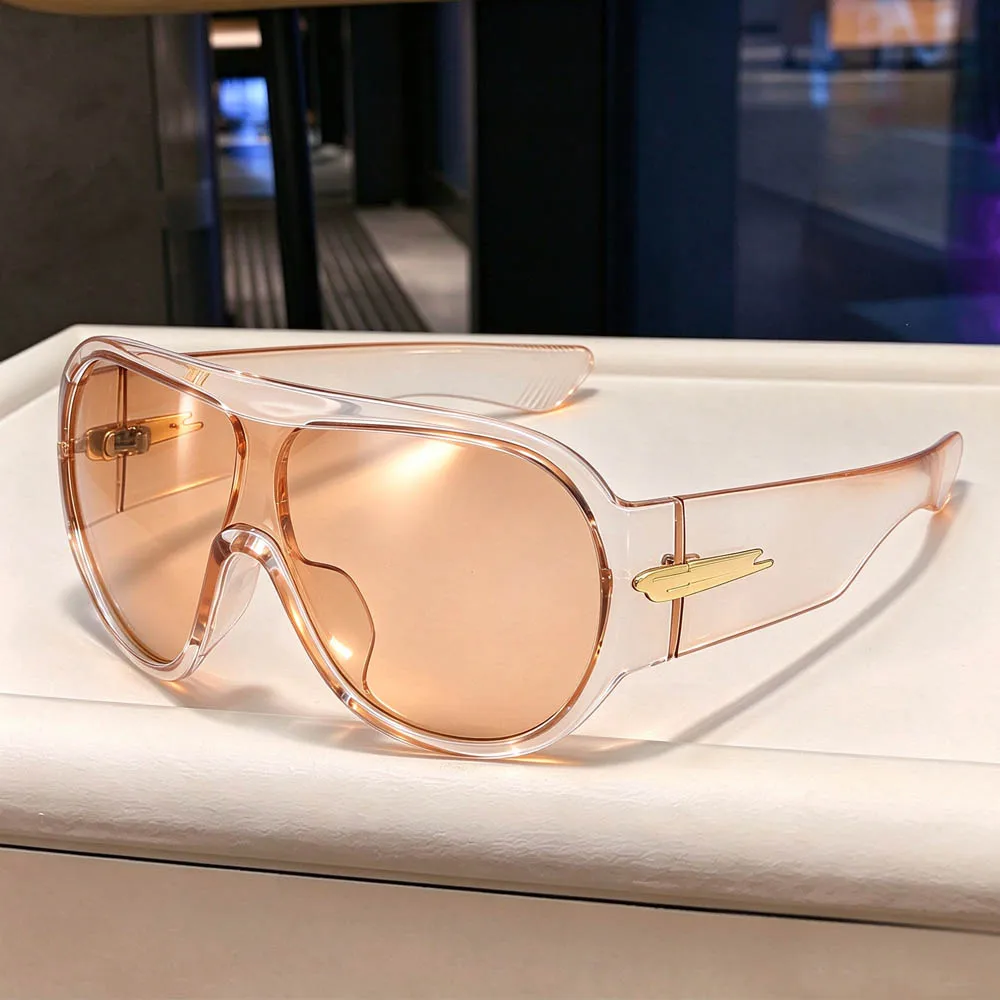 Neue modische, übergroße, schwarze einteilige Sonnenbrille für Damen und Herren, Vintage-Streifen-Design, Sonnenschutzbrille, sexy Driving Shades für Damen – Detail 21
