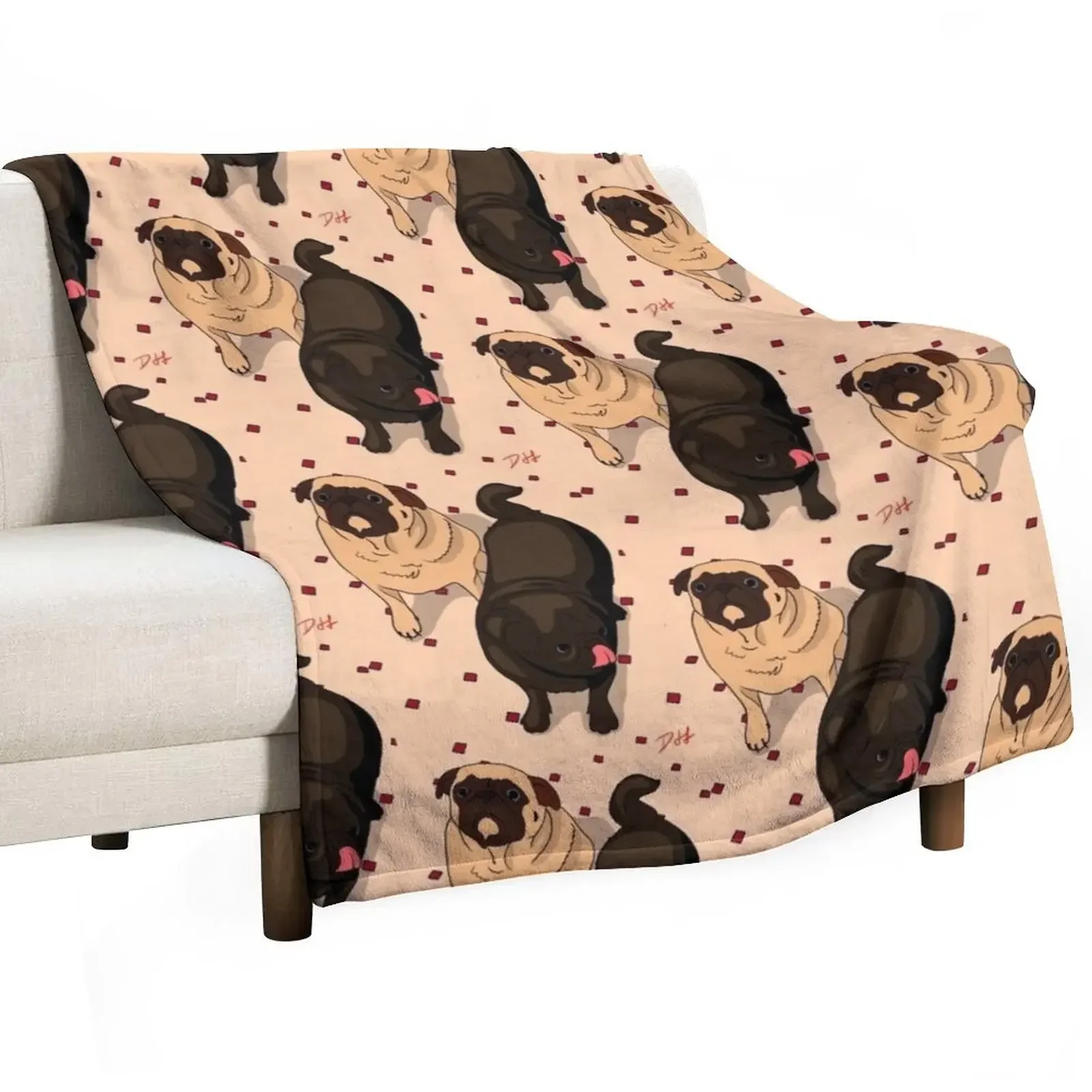 Pug Time Throw Deken Losse Vintage Dekens