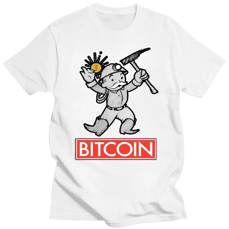 T-Shirts Bitcoin Mining Miner Man Crew Neck Short Sleeve Big Size T Shirt Printing Male Best Tee Shirts Crew Collar Tops Clothes