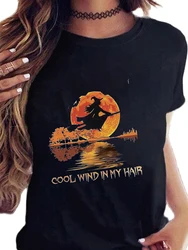 Women Halloween Tshirts On A Dark Desert Highway Witch Feels Cool Wind in My Hair Bleached Graphic Tees Fathers Day T-Shirt