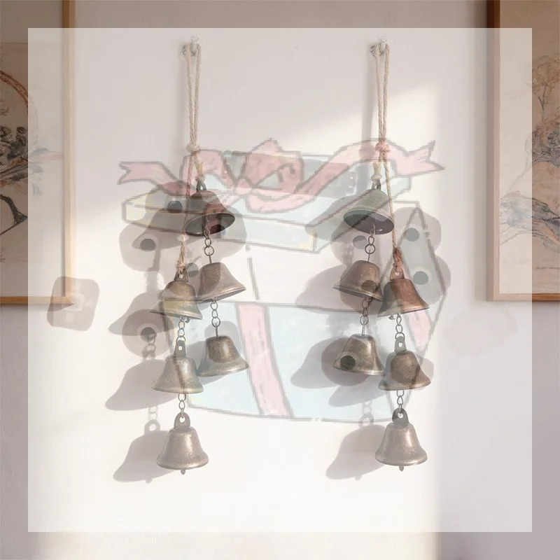 Vintage Brass Hanging Bells With Rustic Retro Design And Melodic Chime Perfect For Home Wall Decor Patio Garden Door Decoration