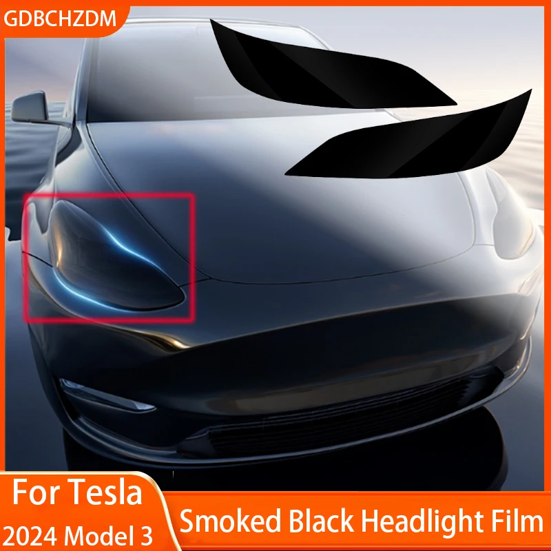 

For Tesla Model 3 Highland 2024 Front And Rear Lights Protective Film TPU Transparent Smoked Black Film Decor Car Accessories