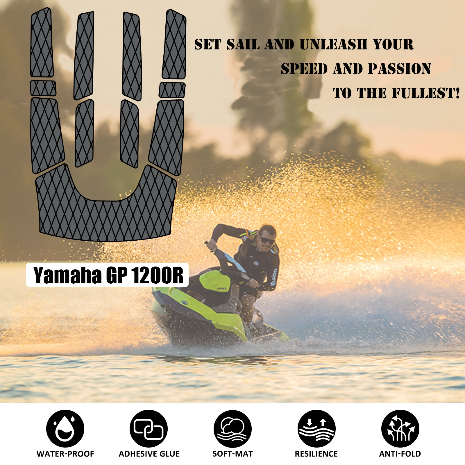 

Jet Ski Traction Mat Eva Foam Foot Pad Self Adhesive Non-slip Marine Floor Covering For Yamaha GP 1200R Boat Accessories Custom