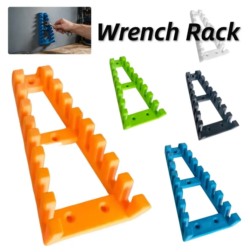 Wrench Organizer Rack Wall Mount Heavy Duty Tool Holder Storage Stand Stepped Slots for Workshop Garage Tools