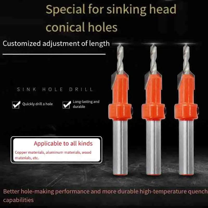 Woodworking Countersink Drill Bit Step Cone Bit Carbide Tip Self-Tapping Screw Wood Step Drill Bit for Screw Installation