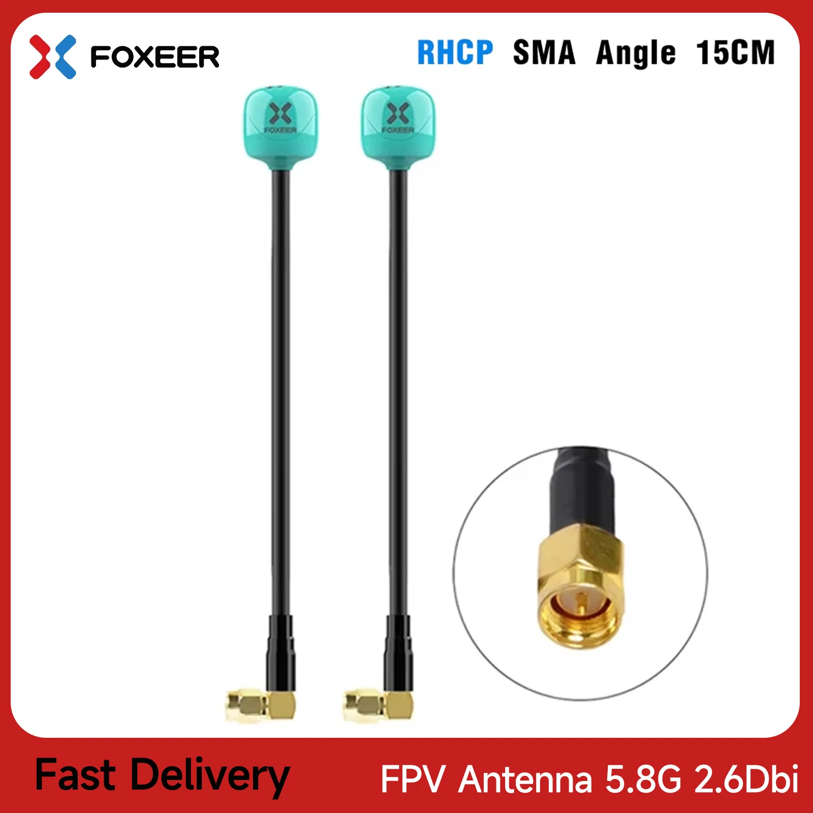 Antena Foxeer 2 PCS Lollipop 4+ FPV 5.8G 2.6Dbi Omni Mini Antena RHCP SMA Kątowa 15cm Do Drona Wyścigowego RC FPV