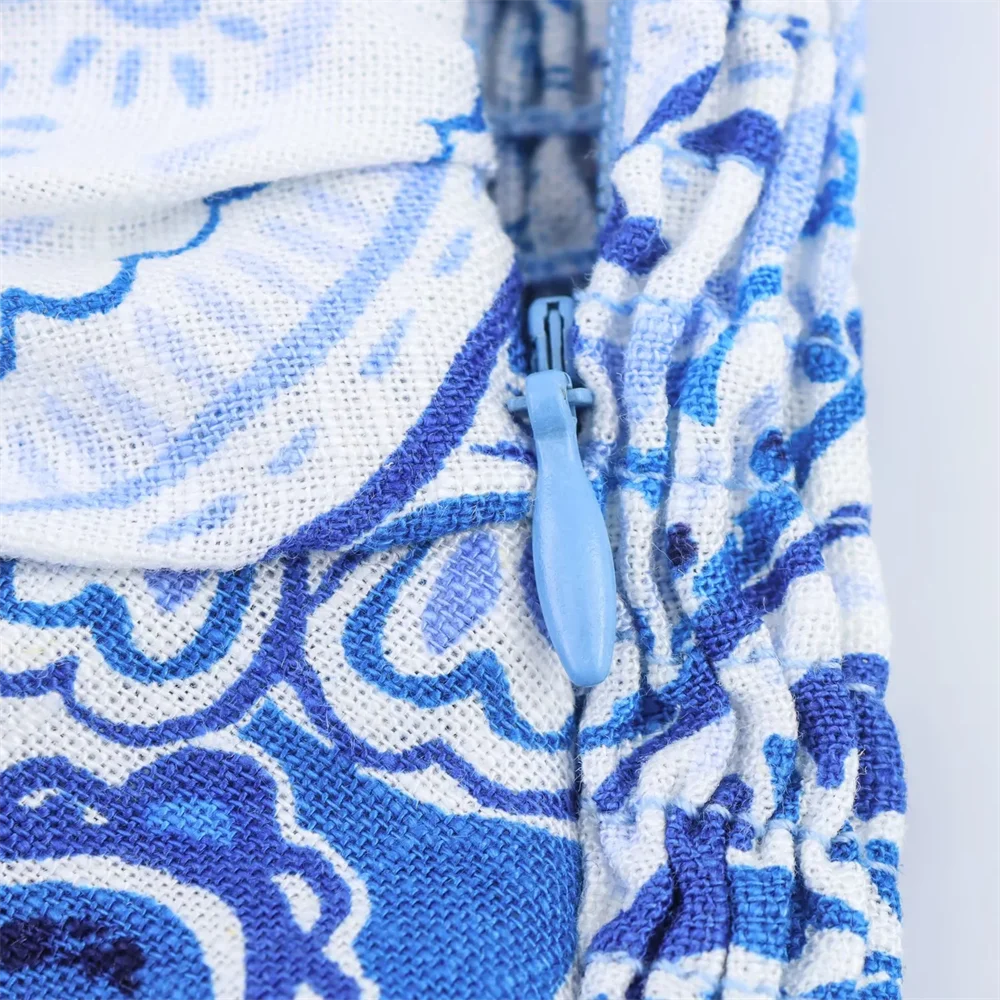 2025sexy casual backless V-hals hoge taille bedrukte jarreteljurk nieuwe zomer dameskleding