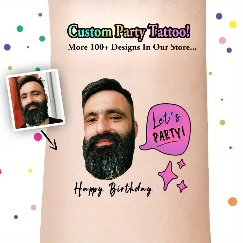 15 PCS custom temporary birthday party tattoo sticker fun design birthday gift Valentine's Day anniversary wedding couples men