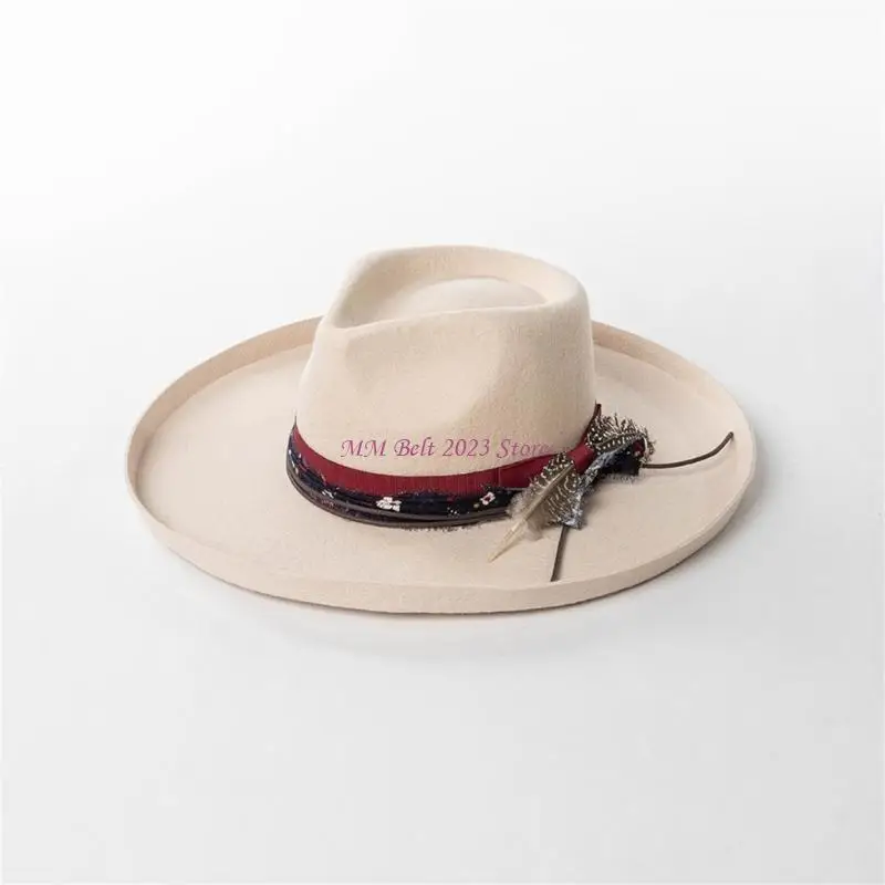 

49ME Maillard Homburg Exotic Top Hat Wool Panama Hat Porkpie Hat Surprise Gift for Boyfriend Father Uncle Casual