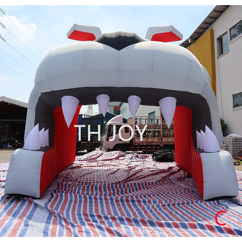 フットボールチームマスコット ブルドッグ インフレータブルトンネル 屋外用 インフレータブルブルドッグ 動物ヘッド エントランス スポーツトンネル