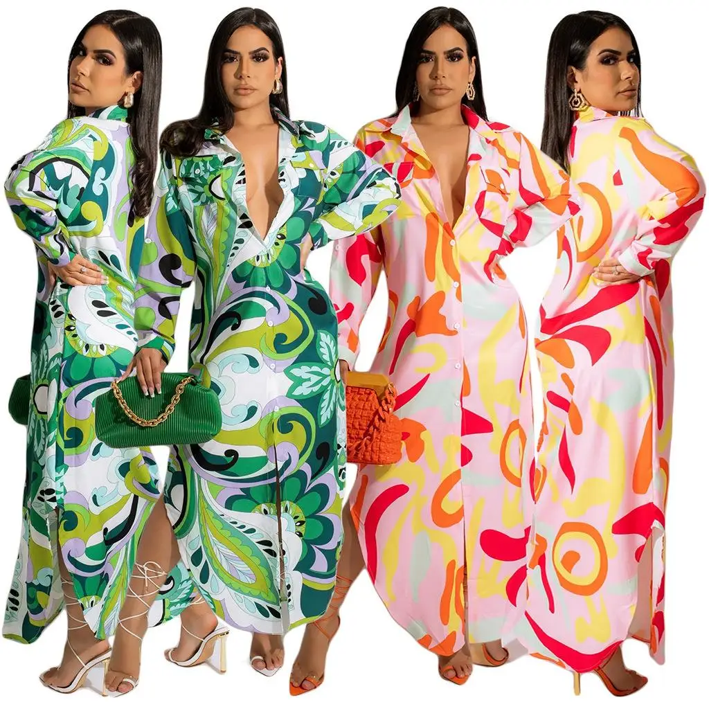 Dames bedrukte kraag lang Sve vest irt slim fit woon-werkverkeer sle polyestervezel zomer faion casual irt