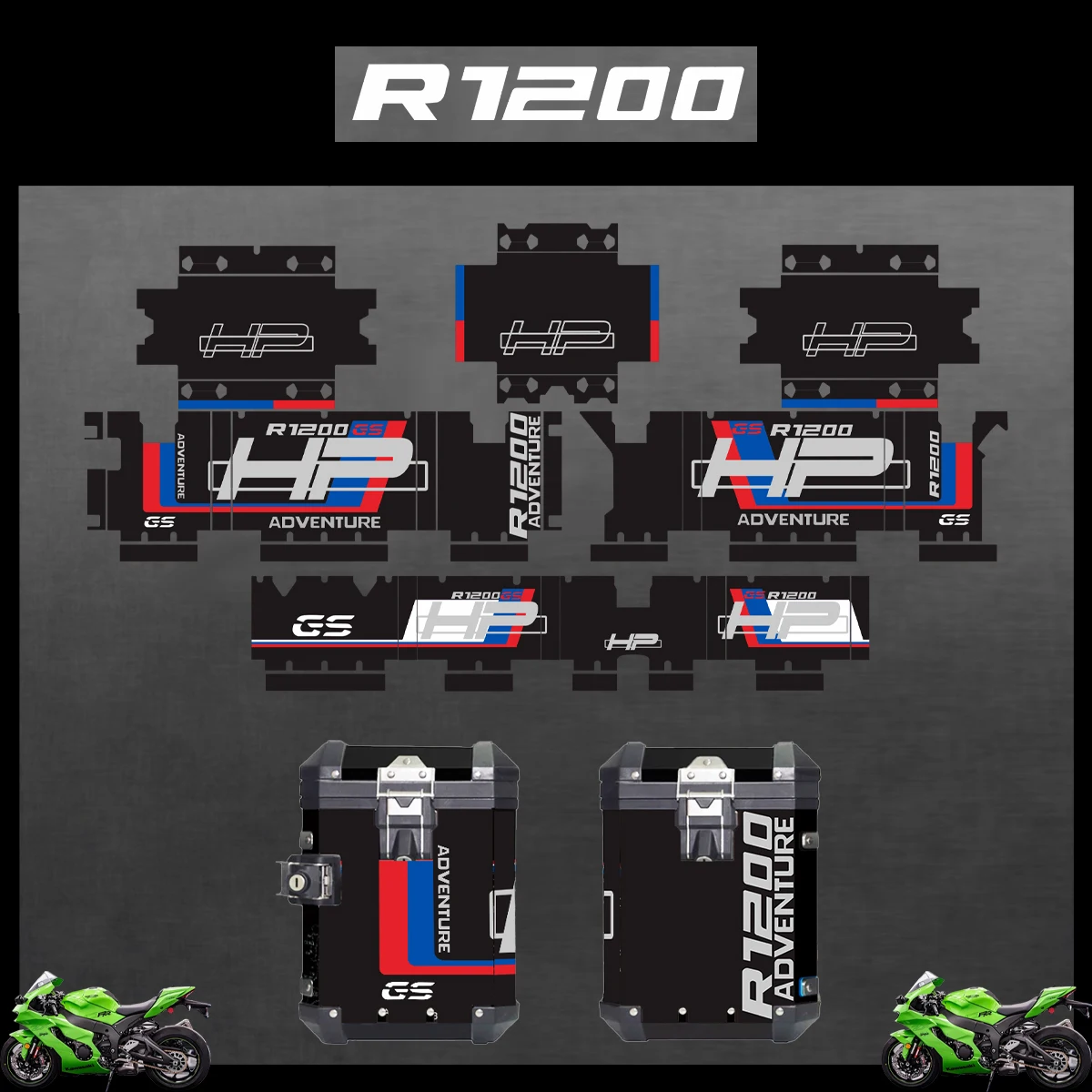 

Motorcycle Stickers For BMW R1200GS R1200 GS 2004-2023 2022 2021 ADV Decorative Alloy Box Sticker Decal Set aluminium pannier