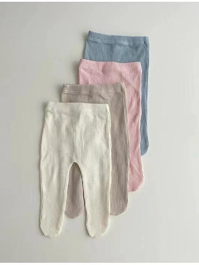 2024 Herfst Nieuwe Baby Panty Katoenen Peuter Jongen Meisje Effen Eenvoudige Geribbelde Legging Baby Veelzijdige Casual Panty Baby Broek