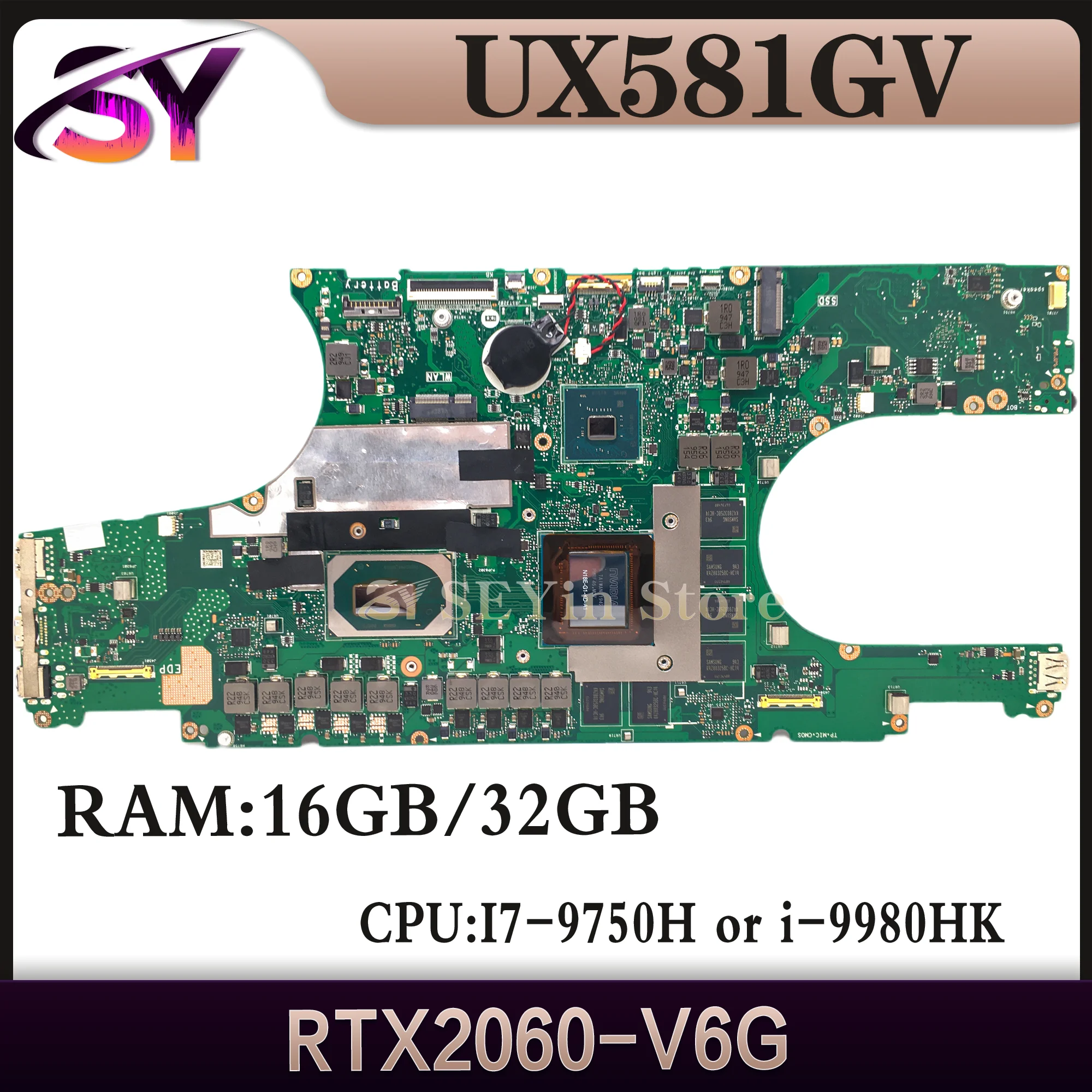 

UX581GV Mainboard For ASUS Zenbook Pro Duo UX581G Laptop Motherboard CPU I7-9750H I9-9980HK RTX2060 RAM-16G 32G 100%Working