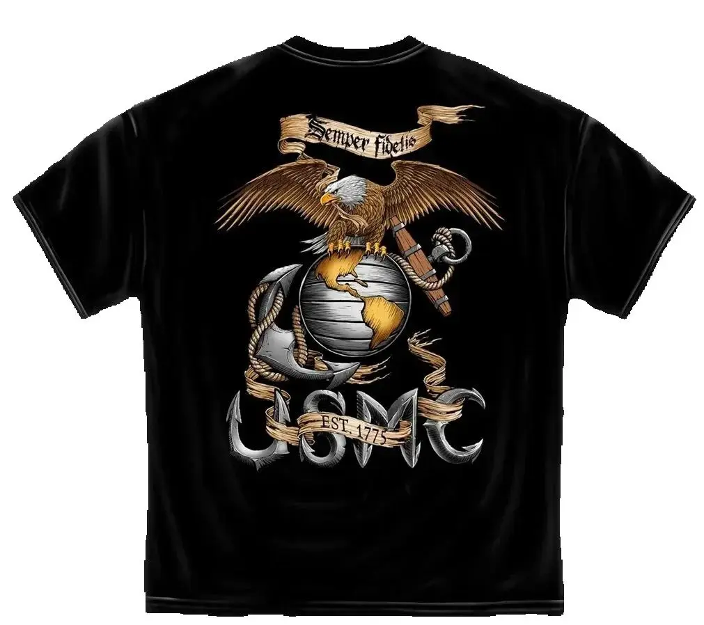 US Marine Corps, USMC Eagle & Anchor & Earth Badge Premium T-Shirt. Cotton Short Sleeve O-Neck Mens T Shirt New S-3XL