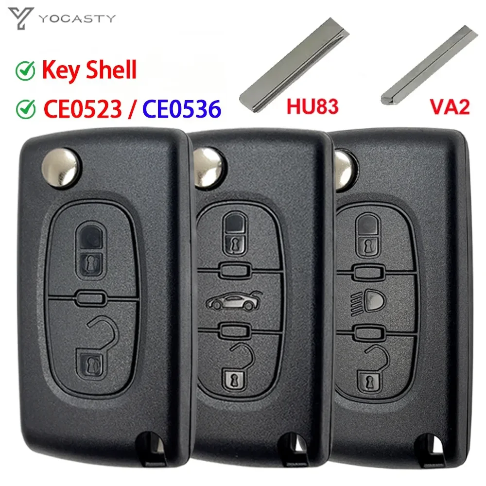 YOCASTY Remote Key Case For Peugeot 207 307 308 407 607 807 For Citroen C2 C3 C4 C5 C6 Flip Folding Car Key Shell 2/3/4 Buttons