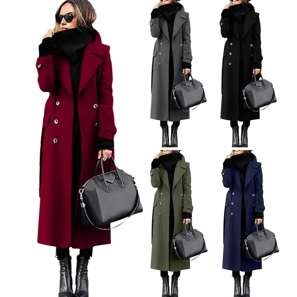 سليم صالح التلبيب معطف الربيع معطف طويل أنيق مزدوجة الصدر معطف المرأة مع بدوره إلى أسفل طوق منتصف العجل طول للمكتب #2