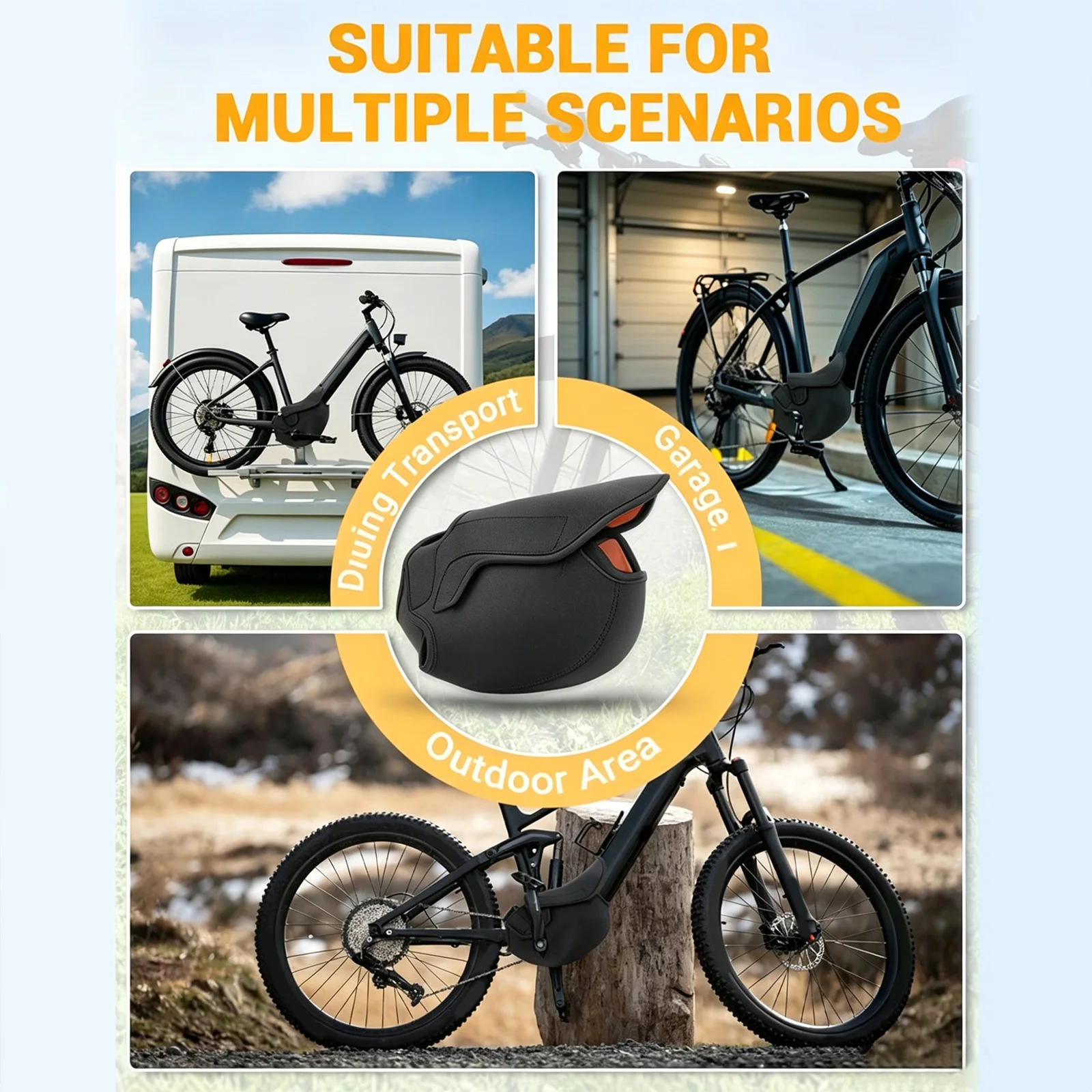 Electric Bike Motor Dustproof Cover E-Bike Engine Waterproof Protector Electric Bicycle Motor Protective Cover for Home Garage