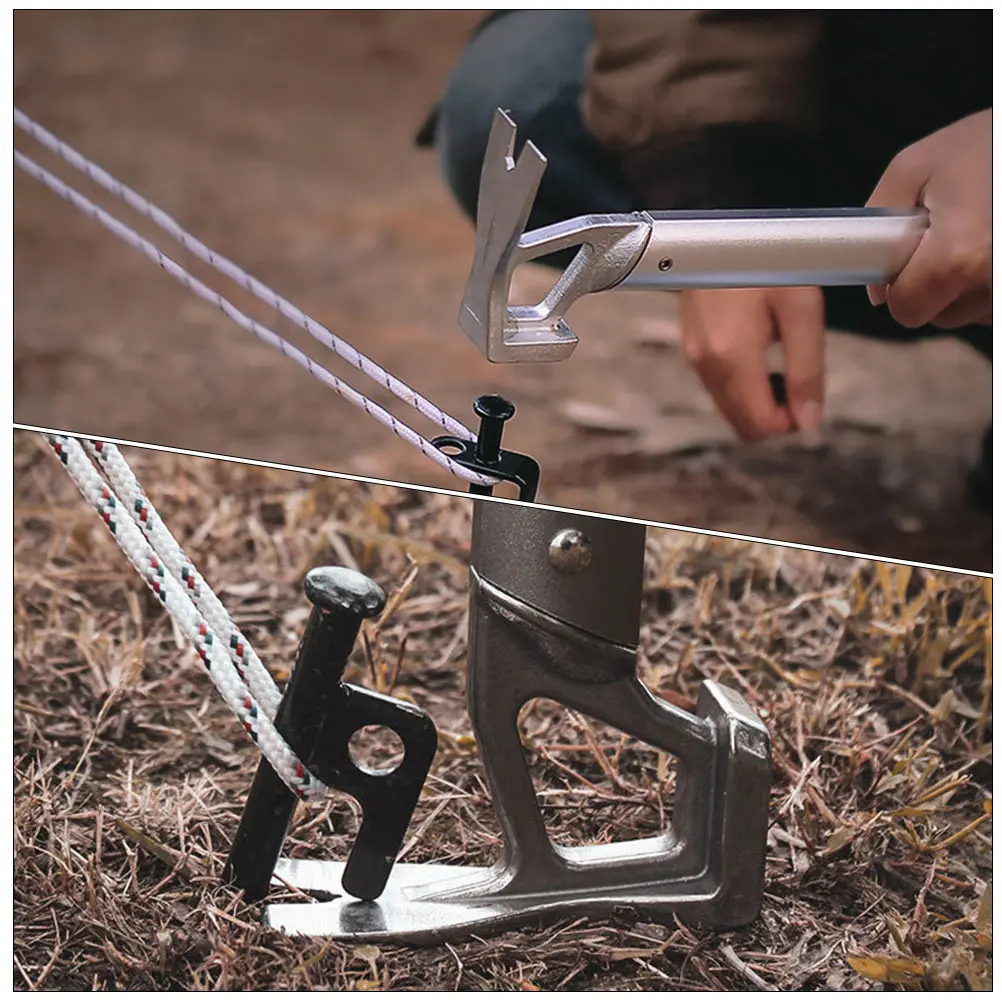 Multi-Function Tent Hammer Aluminum Handle Stainless Steel Construction Portable Outdoor Hammer for Camping Hiking Car Emergency view 5