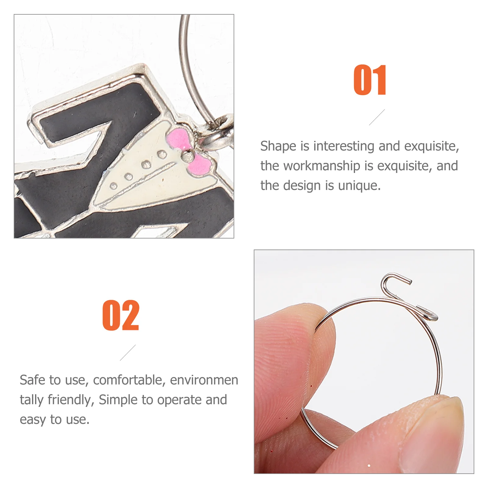 

6Pcs Wine Glass Tags Stylish Colorful Shapes for Banquet Decoration Wedding Party Zinc Alloy Drink Markers