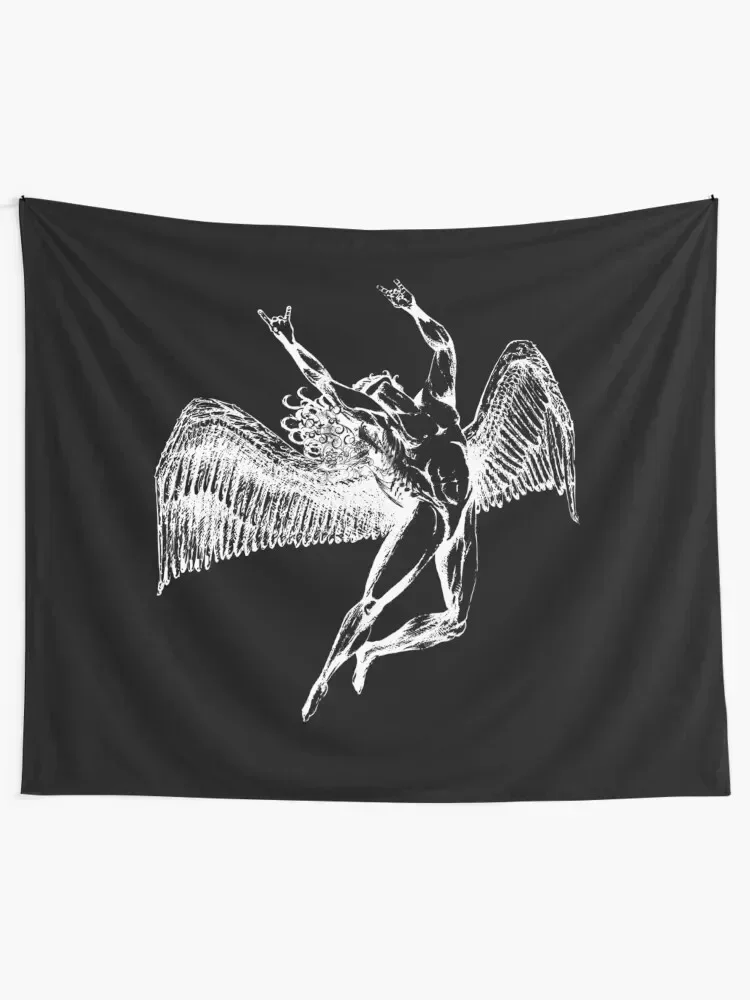 ICARUS THROWS THE HORNS - white ***FAV ICARUS GONE? SEE BELOW*** Tapestry Tapete For The Wall Custom Tapestry