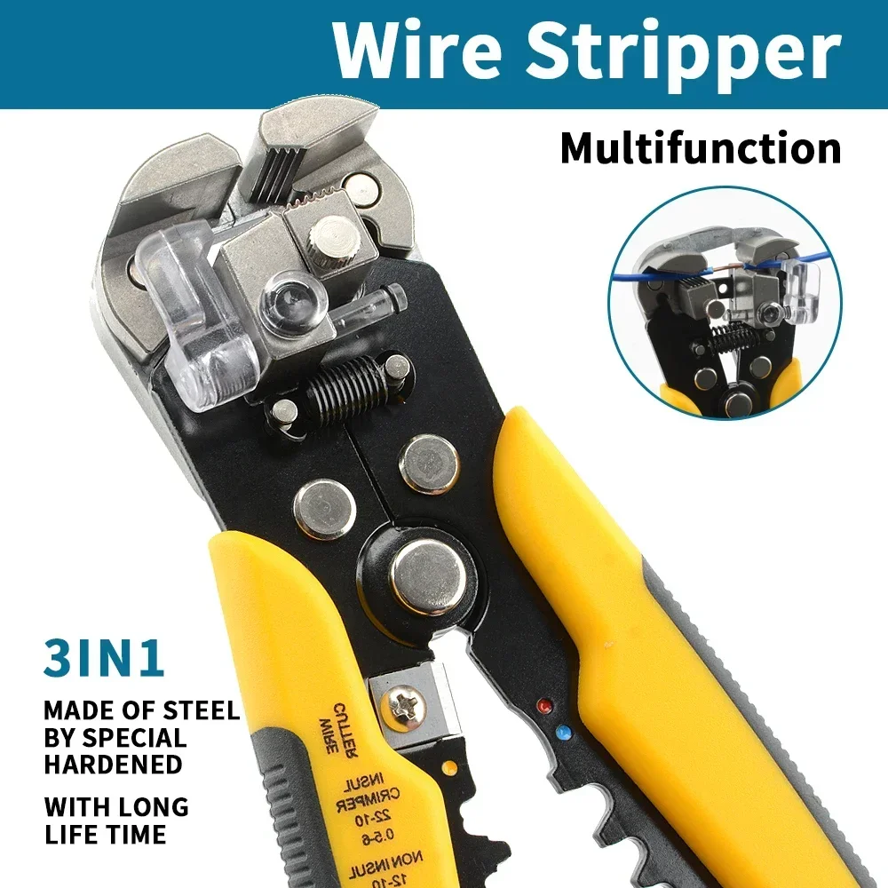 

Professional Electrician Wire Hand Tool Terminal Set Cable Stripper Cutter Crimper Automatic Wire Crimping Stripping Plier