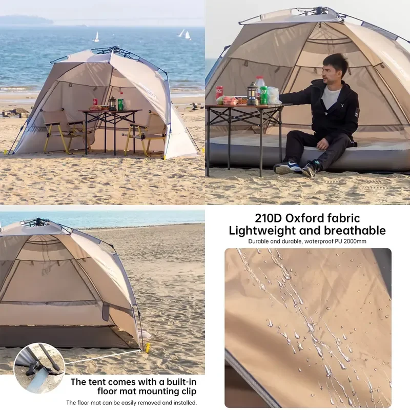 2-4 Person Automatic Quick Open Camping Tent Ultralight Waterproof Beach Sunshade Folding Canopy for Outdoor Backpacking