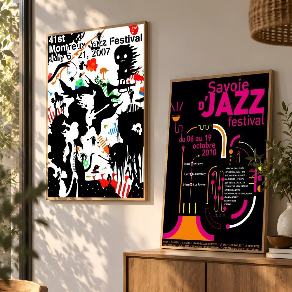 Vintage Jazz Music Festival Swiss Poster Wall Art Home Decor Living Room Bedroom Office Dorm Apartment Gift