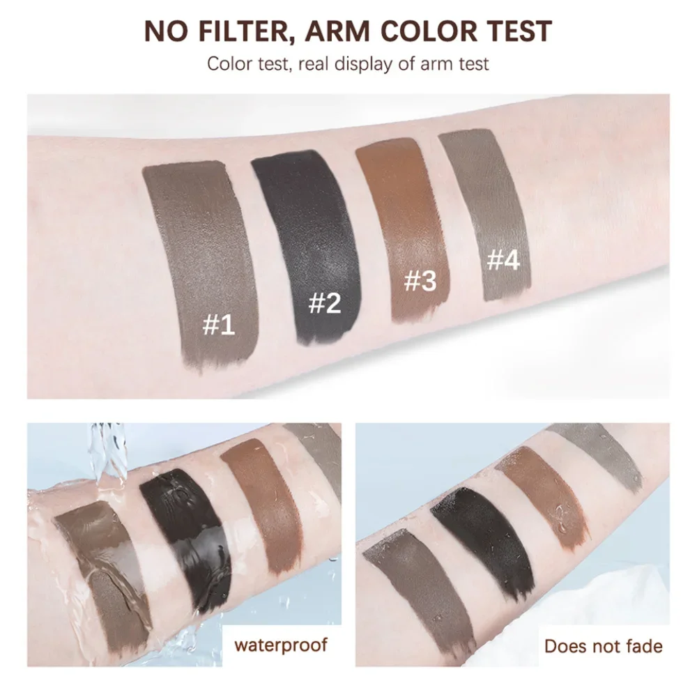 Gel de sobrancelha à prova d'água de longa duração, maquiagem líquida altamente colorida, à prova de suor, acabamento natural, marrom, preto, 4 cores, cosméticos