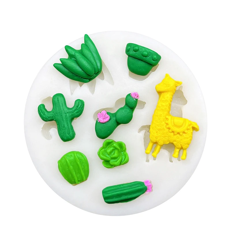 Succulent Plants Alpaca Silicone Sugarcraft Mold Resin Tools Cupcake Baking Mould Fondant Cake Decorating Tools