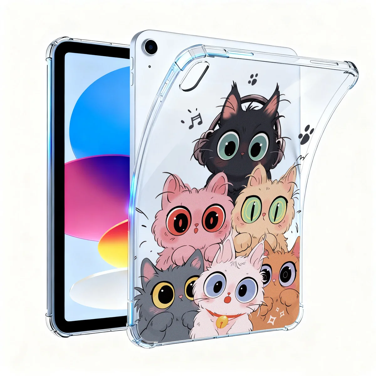 Cute Kawaii Cat Silicone Tablet Case For Samsung Tab A9 A11 8.7 Inch S6 Lite A8 S7 Plus S9 S10 FE X205 S9 FE P619 S10 Plus Cover