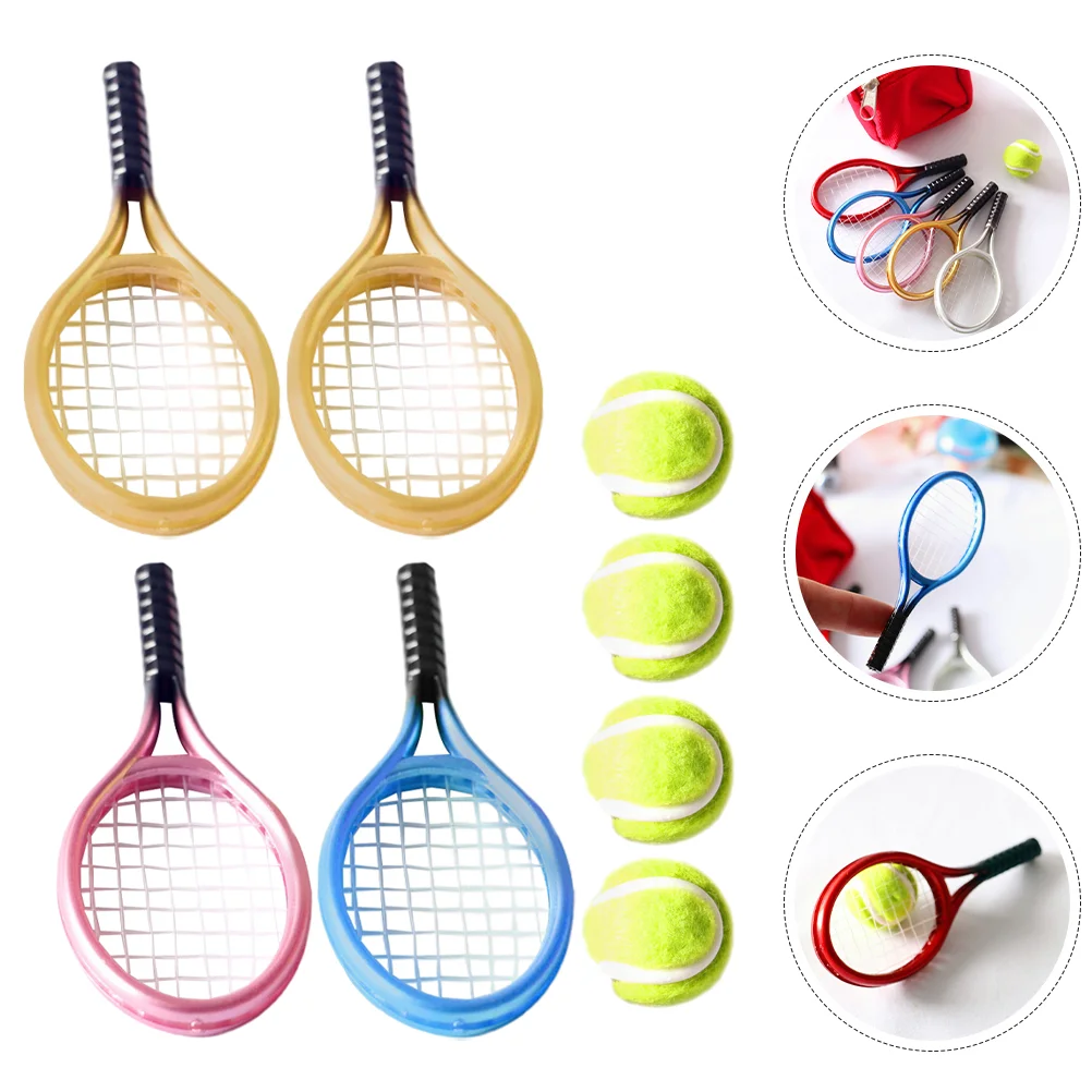 3 Racket 3 Set Miniature Tennis Decor Accessories for House Photography Props Toy Decorative nament Mini Tennis Racket