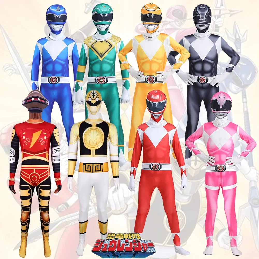 

Fantasia Power Samurai Rangers Cosplay Costume Adult Kids Superhero Jumpsuit Suit Carnival party Rangers cosplay bodysuit NEW