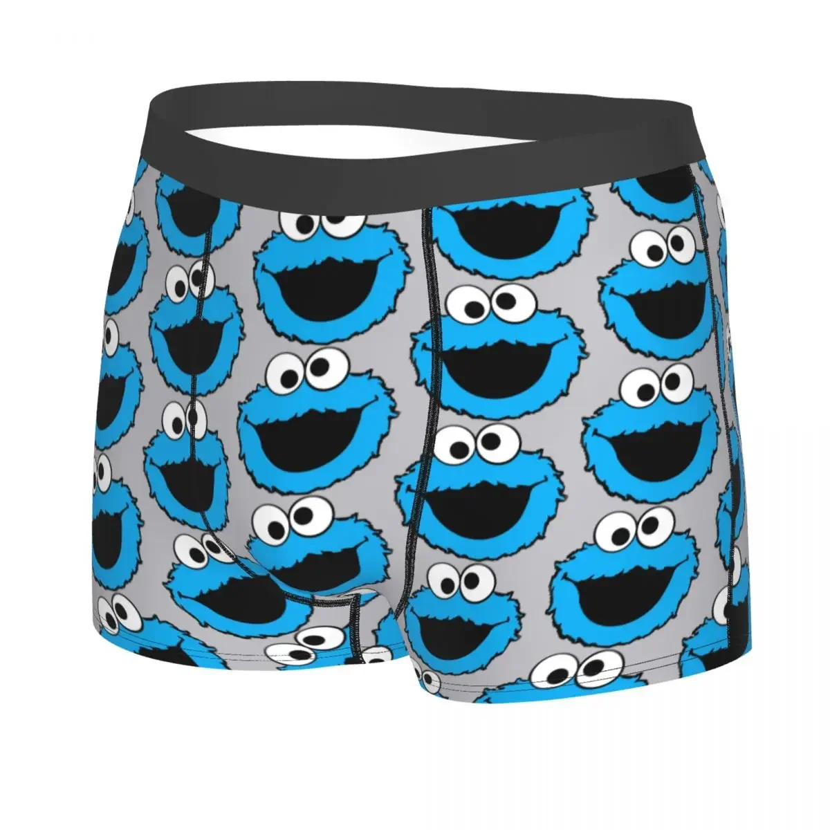 Custom Cookie Monster Face Cartoon Boxers Shorts Men's Sesame Street Briefs Underwear Novelty Underpants